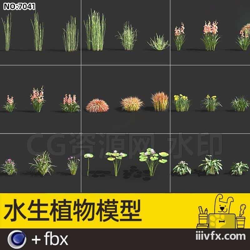 blender模型A7041_水生植物模型-870G模型-B站/公众号:特效向