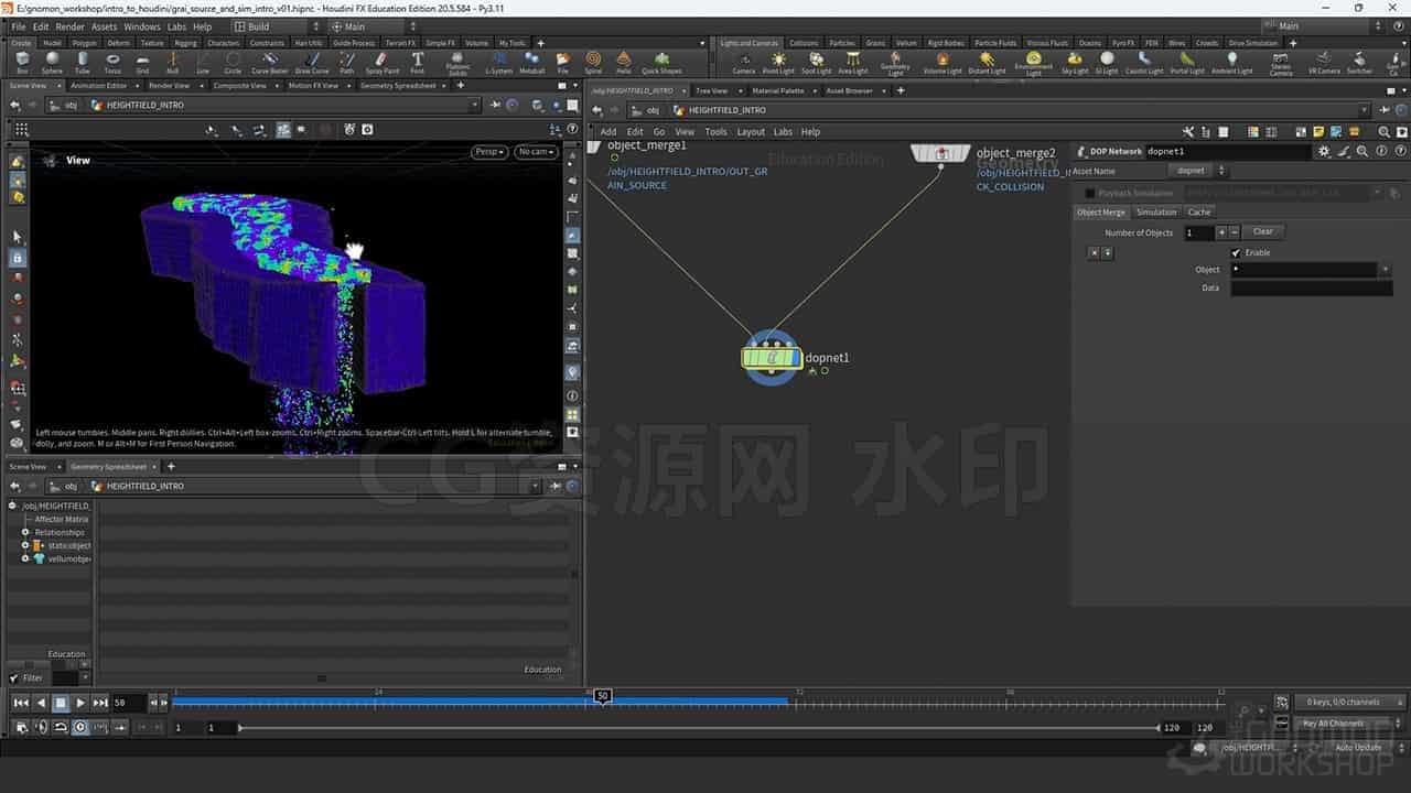 图片[4]-Houdini20.5沙漠地面沙子陷坑地裂开粒子地陷效果Introduction to Houdini: Grains-B站/公众号:特效向