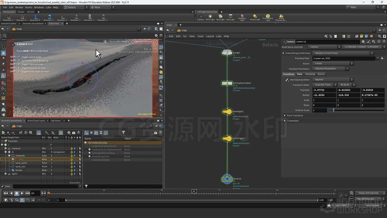 图片[5]-Houdini20.5沙漠地面沙子陷坑地裂开粒子地陷效果Introduction to Houdini: Grains-B站/公众号:特效向