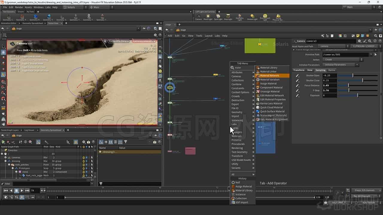 图片[6]-Houdini20.5沙漠地面沙子陷坑地裂开粒子地陷效果Introduction to Houdini: Grains-B站/公众号:特效向