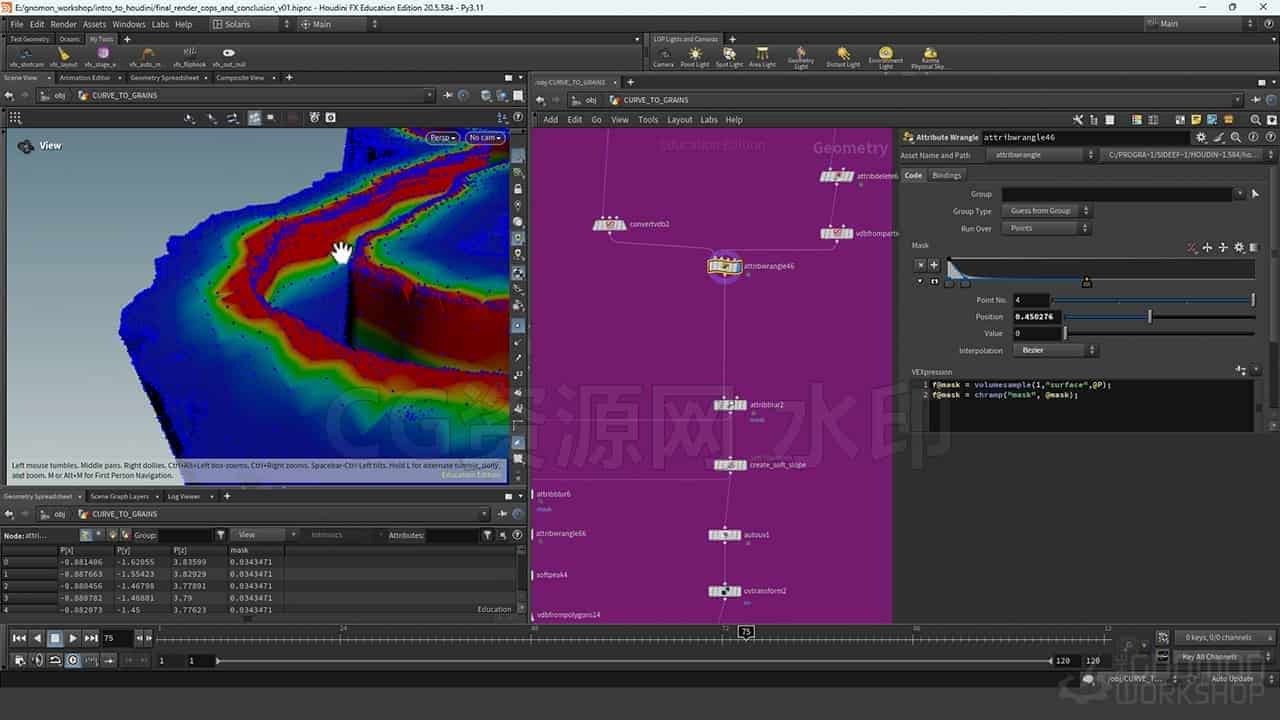 图片[7]-Houdini20.5沙漠地面沙子陷坑地裂开粒子地陷效果Introduction to Houdini: Grains-B站/公众号:特效向