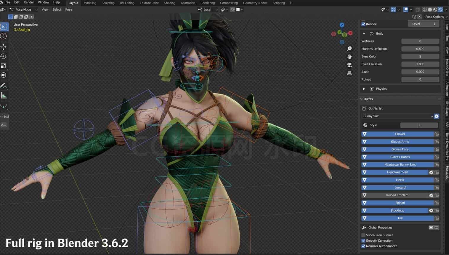 图片[3]-League of Legends – Battle Bunny Akali 美女英雄联盟-战斗兔子Akali【UE5模型项目带绑定】-B站/公众号:特效向