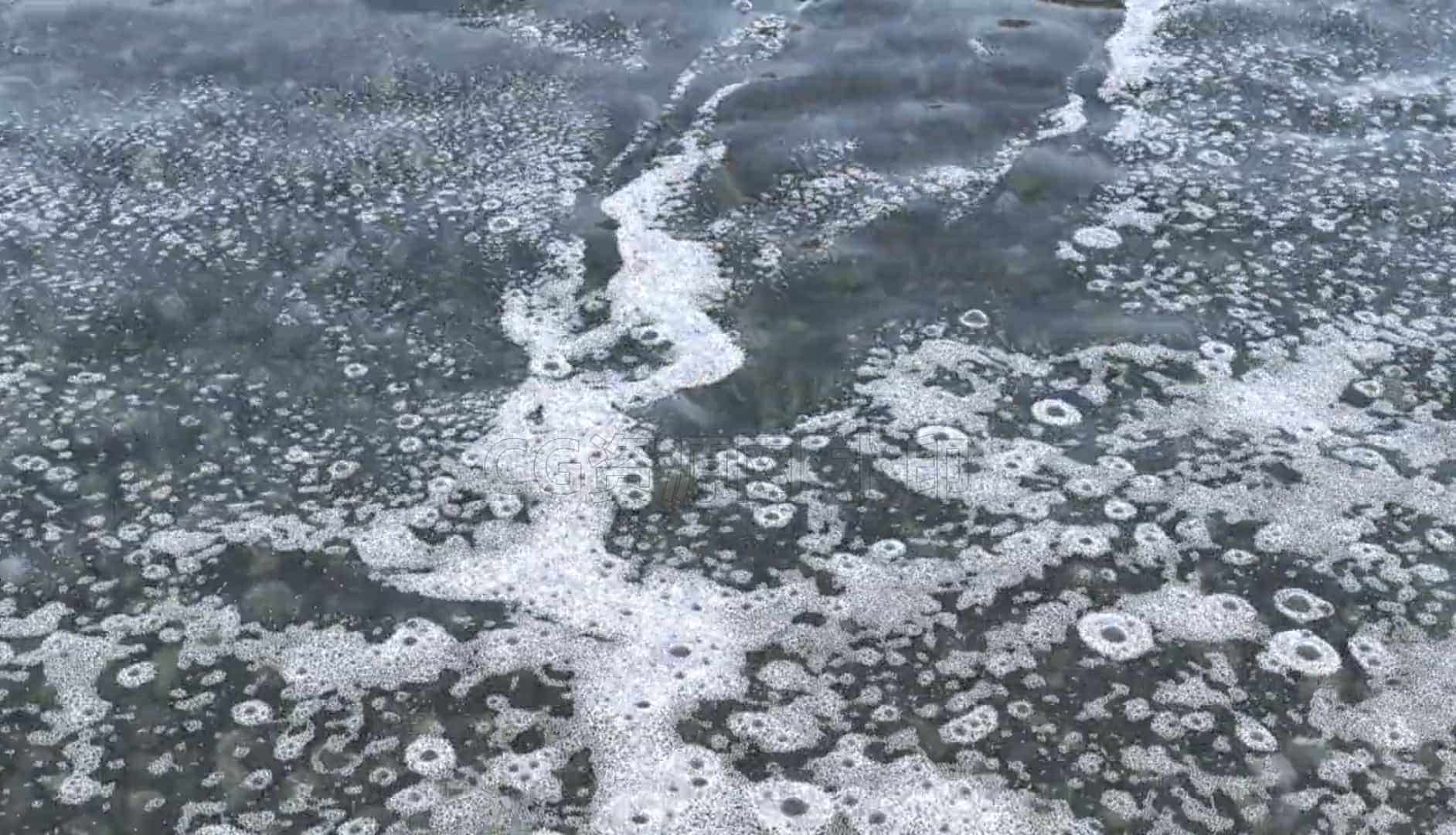 Foam Houdini21水泡沫效果hip臀部工程文件伴随着鹅卵石随着水流晃动Bubble_foam-B站/公众号:特效向