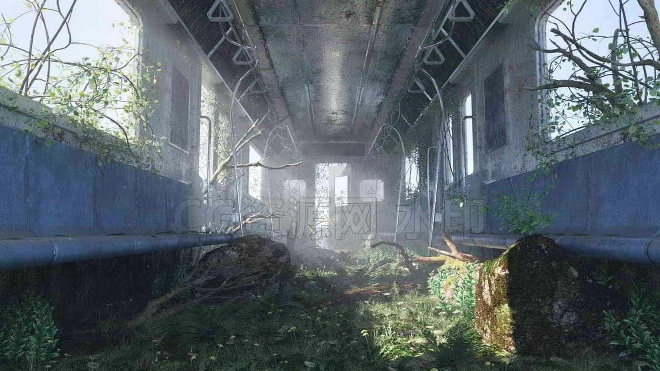 C4D模型B017-037_废弃的地铁-B站/公众号:特效向