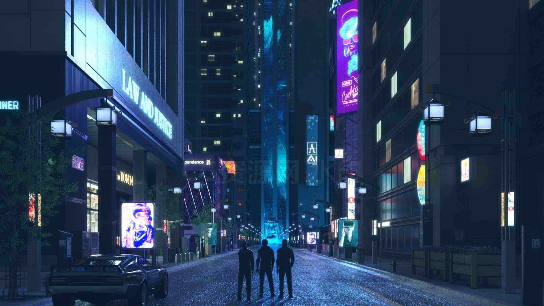 C4D模型B062-107_夜晚商业街-B站/公众号:特效向