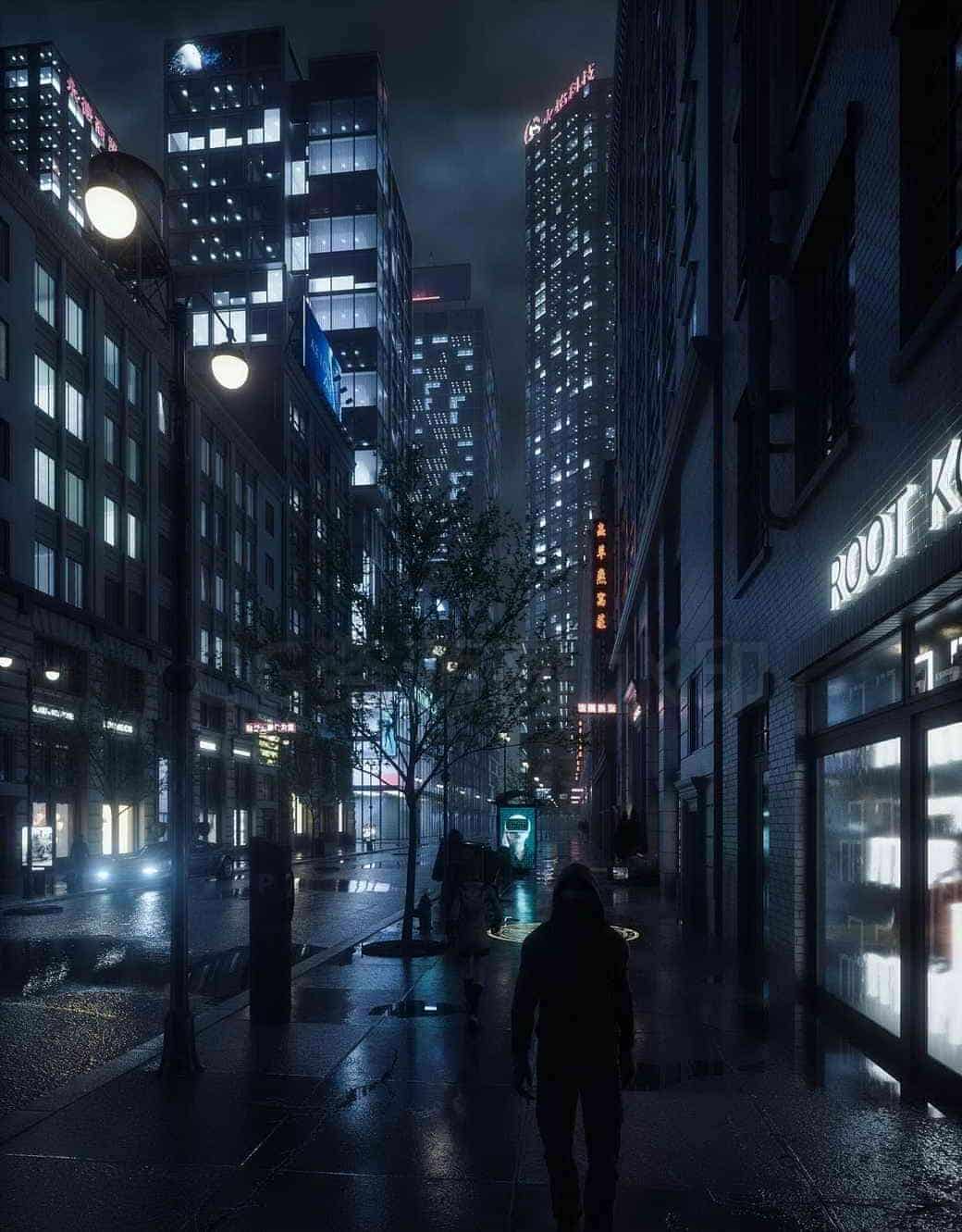 C4D模型B100-164_雨夜-B站/公众号:特效向