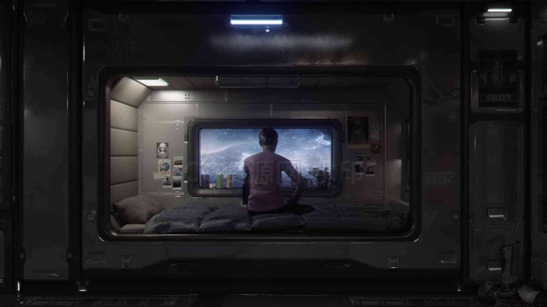 C4D模型B105-170_飞船生活区01-B站/公众号:特效向