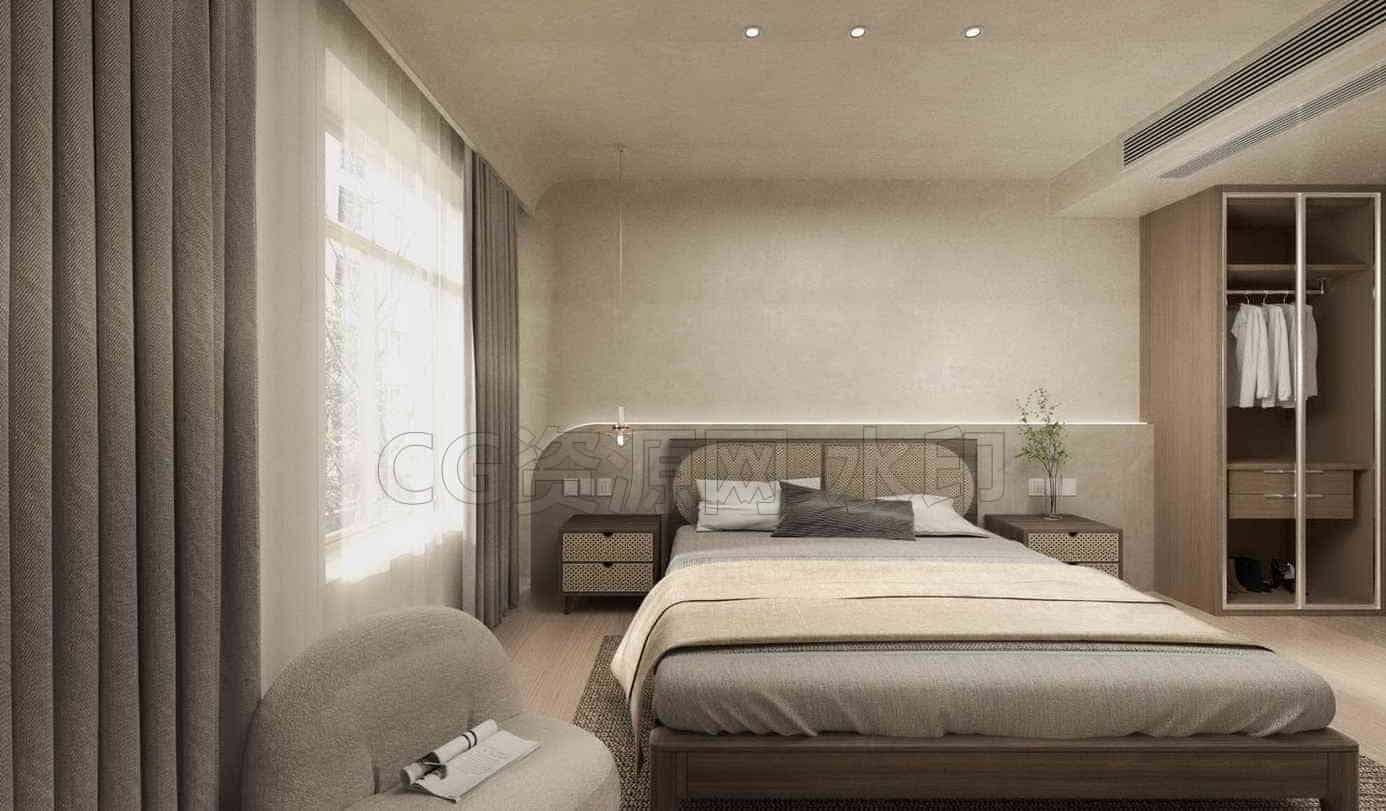 C4D模型B134-213卧室-B站/公众号:特效向