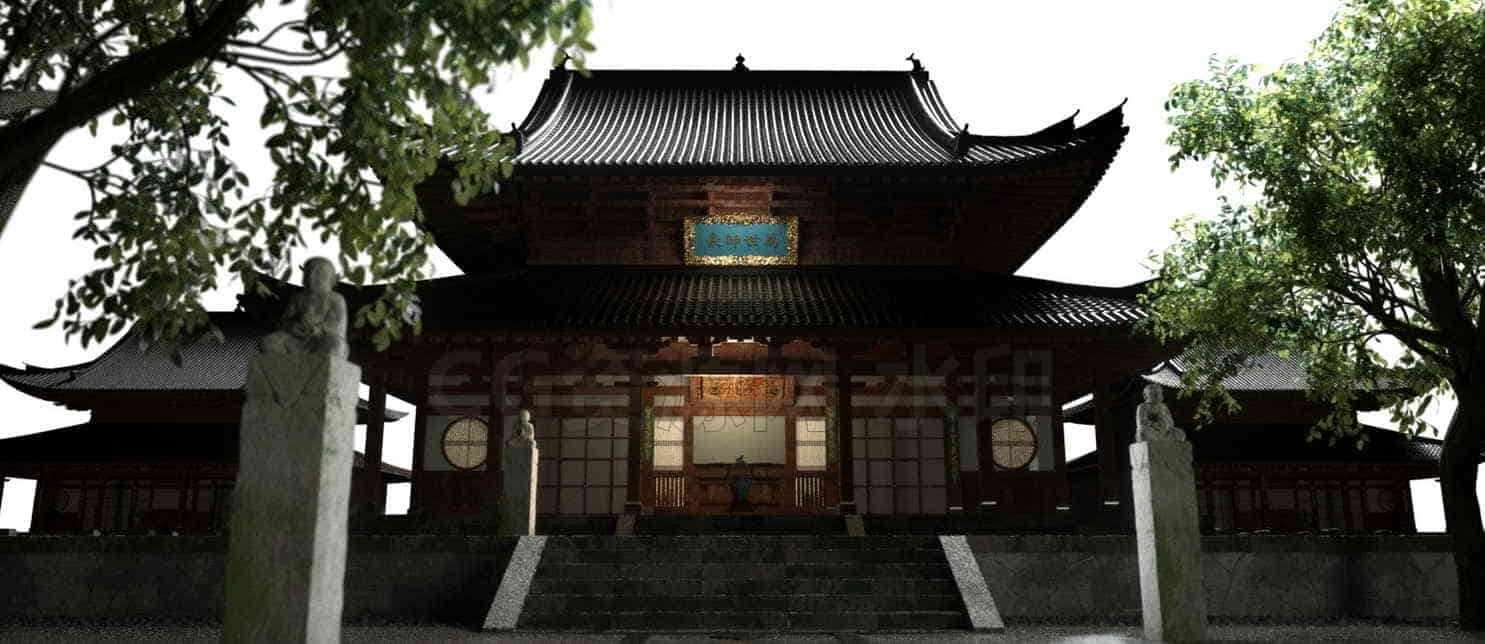 C4D模型B162-260_古寺-B站/公众号:特效向