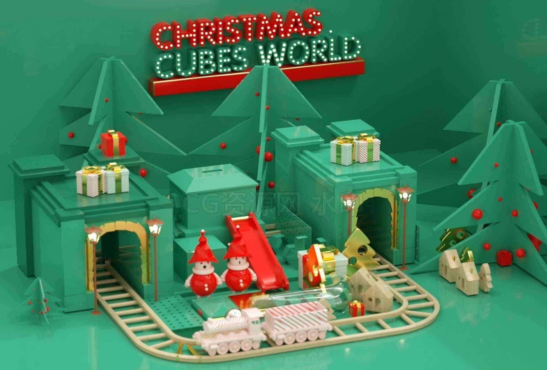 C4D模型B185-christmas-art-exhibition-B站/公众号:特效向