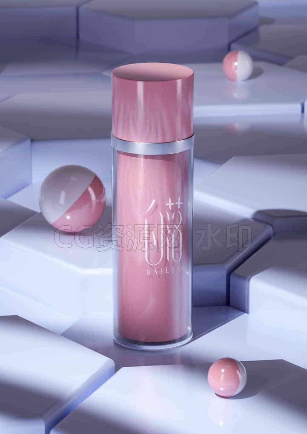 C4D模型B231-化妆瓶C4D工程文件OC渲染-B站/公众号:特效向