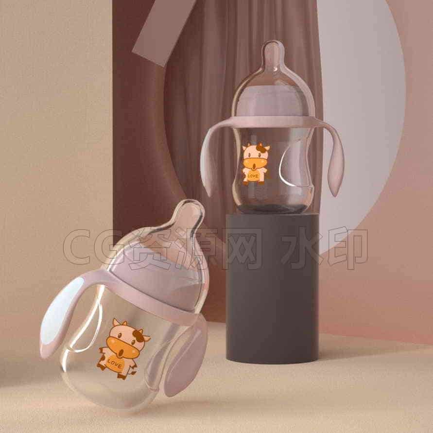 C4D模型B259-奶瓶OC工程1-B站/公众号:特效向