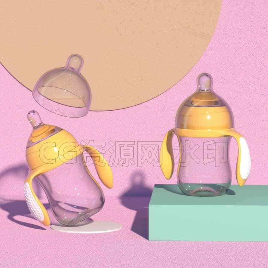 C4D模型B260-奶瓶OC工程2-B站/公众号:特效向