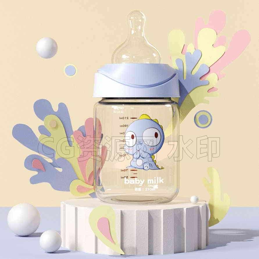 C4D模型B263-奶瓶OC工程5-B站/公众号:特效向