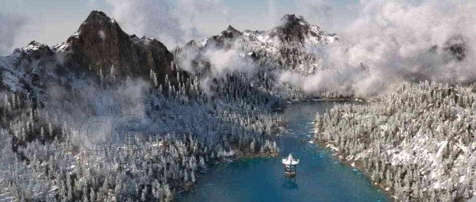 C4D模型B300-雪山冰河-B站/公众号:特效向