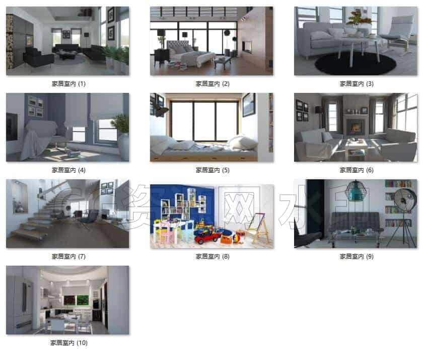 C4DA-030-10款-家居室内场景-vray渲染-C4D模型A室内-家居-办公-B站/公众号:特效向