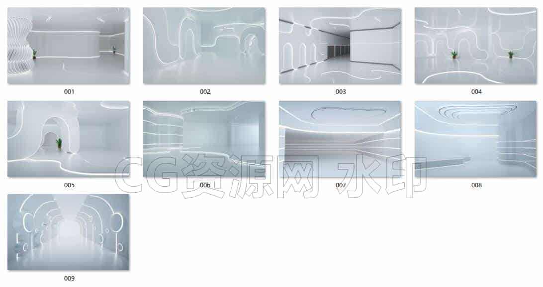 C4DB-001-9款发光线条空间C4D-Octane工程文件-C4D模型A电商-促销-场景-B站/公众号:特效向