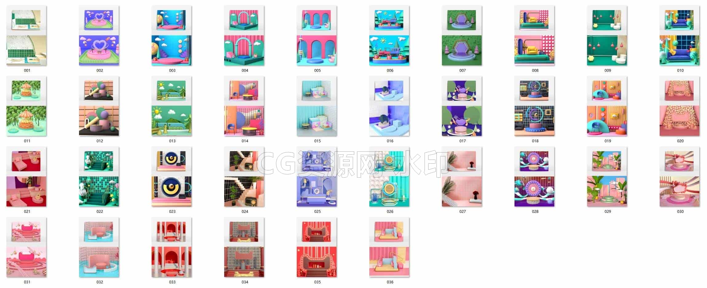 C4DB-009-36款电商C4D场景模型C4D工程文件-C4D模型A电商-促销-场景-B站/公众号:特效向