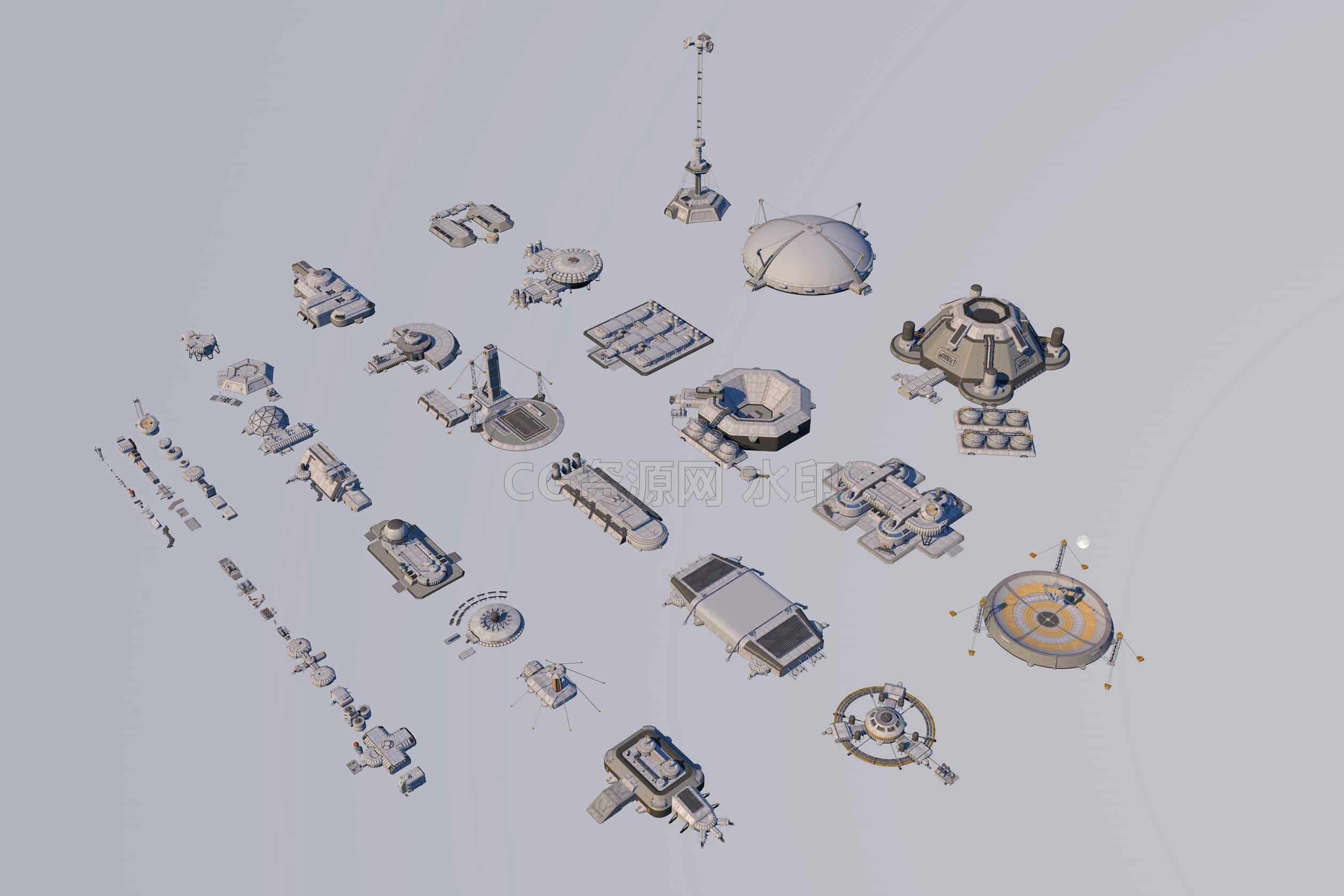 C4DC-040-78个-月球基地-太空设备-模型-C4D模型A科幻-武器-工业-B站/公众号:特效向