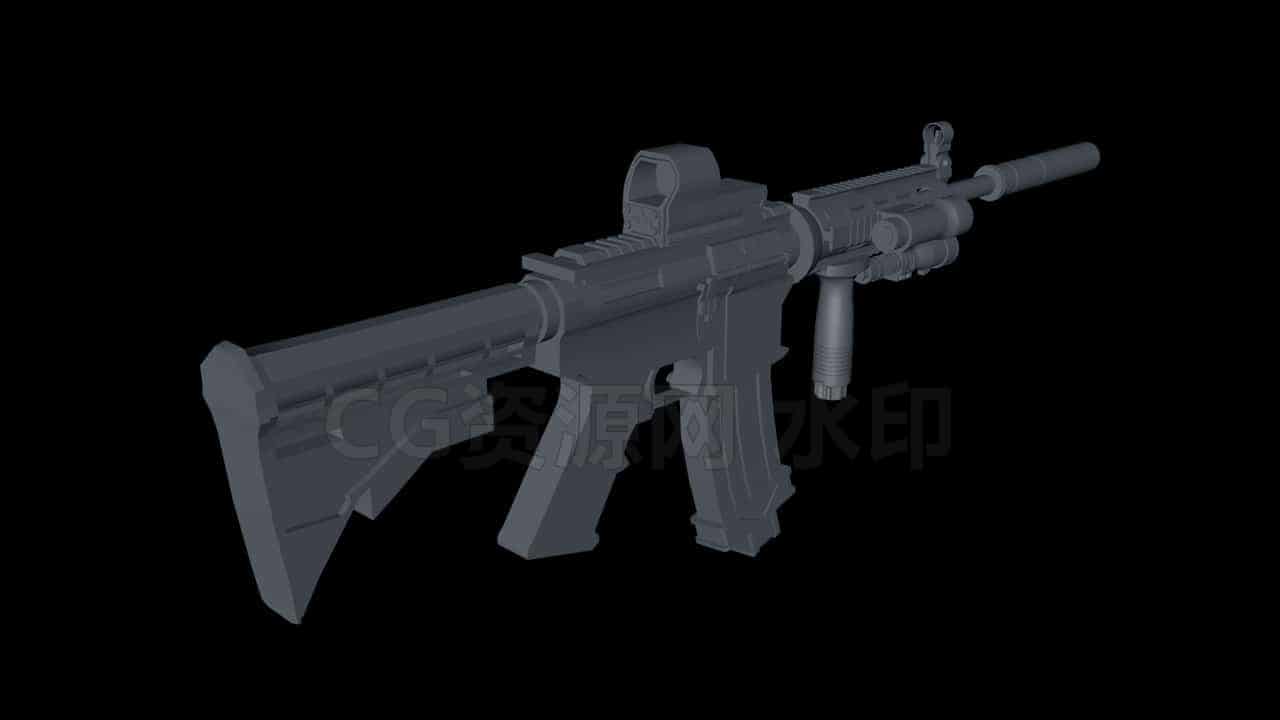 C4DC-057-M4A1自动步枪-C4D模型A科幻-武器-工业-B站/公众号:特效向