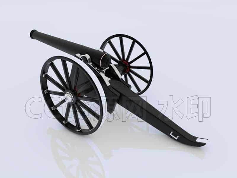 C4DC-062-古董-炮-C4D模型A科幻-武器-工业-B站/公众号:特效向