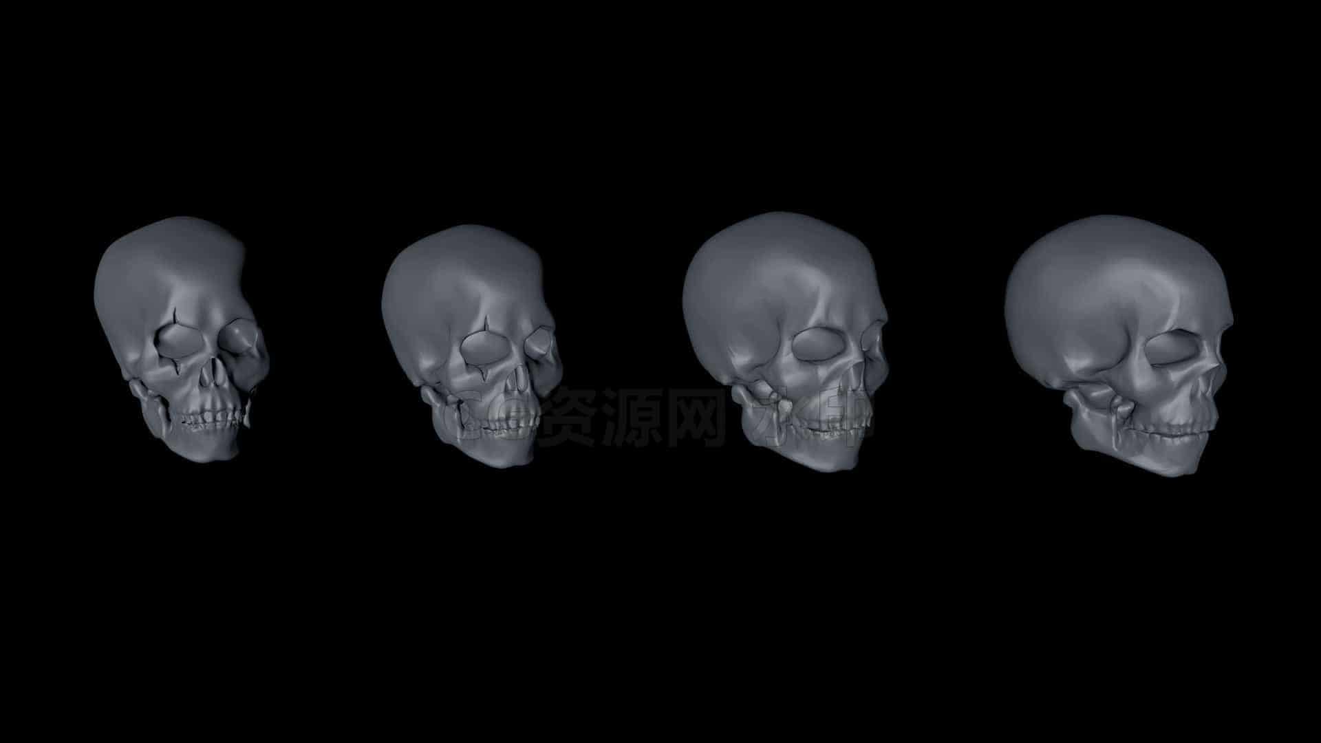C4DC-069-头骨-C4D模型A科幻-武器-工业-B站/公众号:特效向