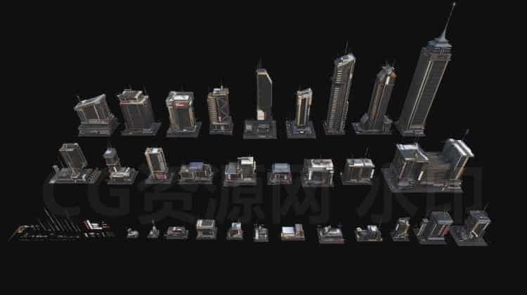 C4DE-041-30个-新上海-城市建筑-模型-C4D模型A户外-城市-建筑-B站/公众号:特效向