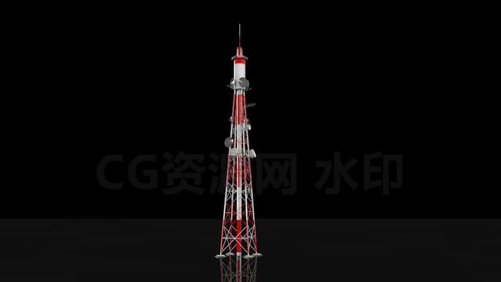 C4DE-092-无线电塔天线-C4D模型A户外-城市-建筑-B站/公众号:特效向