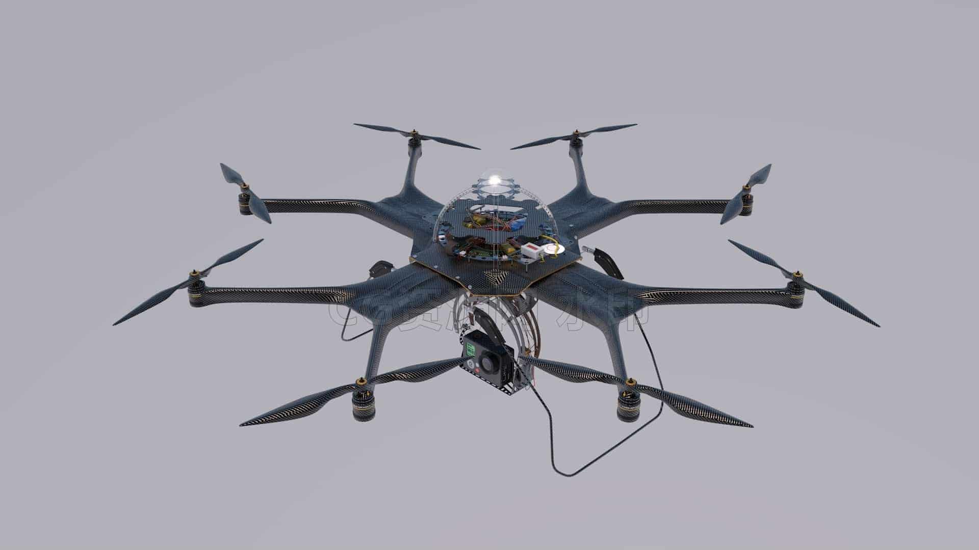 C4DH-018-八旋翼直升机-C4D模型A交通-车船-飞机-B站/公众号:特效向