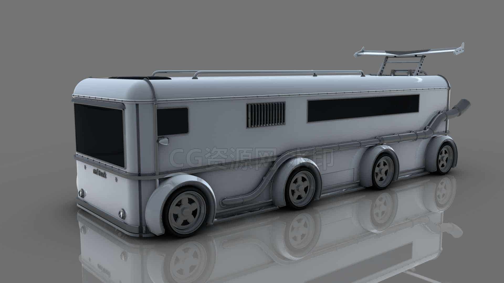 C4DH-019-巴士汽车-C4D模型A交通-车船-飞机-B站/公众号:特效向