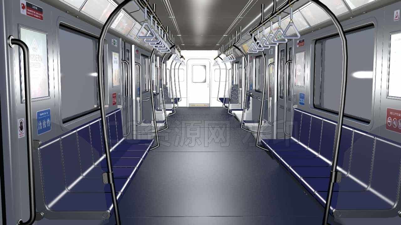 C4DH-025-地铁-车厢-C4D模型A交通-车船-飞机-B站/公众号:特效向