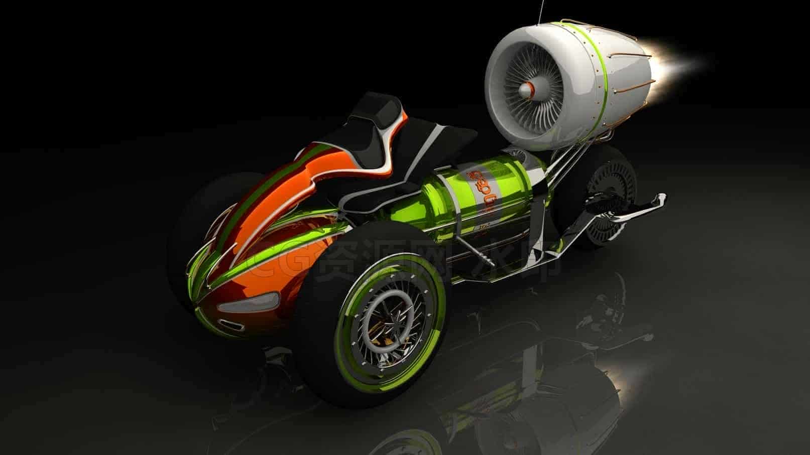 C4DH-033-火箭车-C4D模型A交通-车船-飞机-B站/公众号:特效向