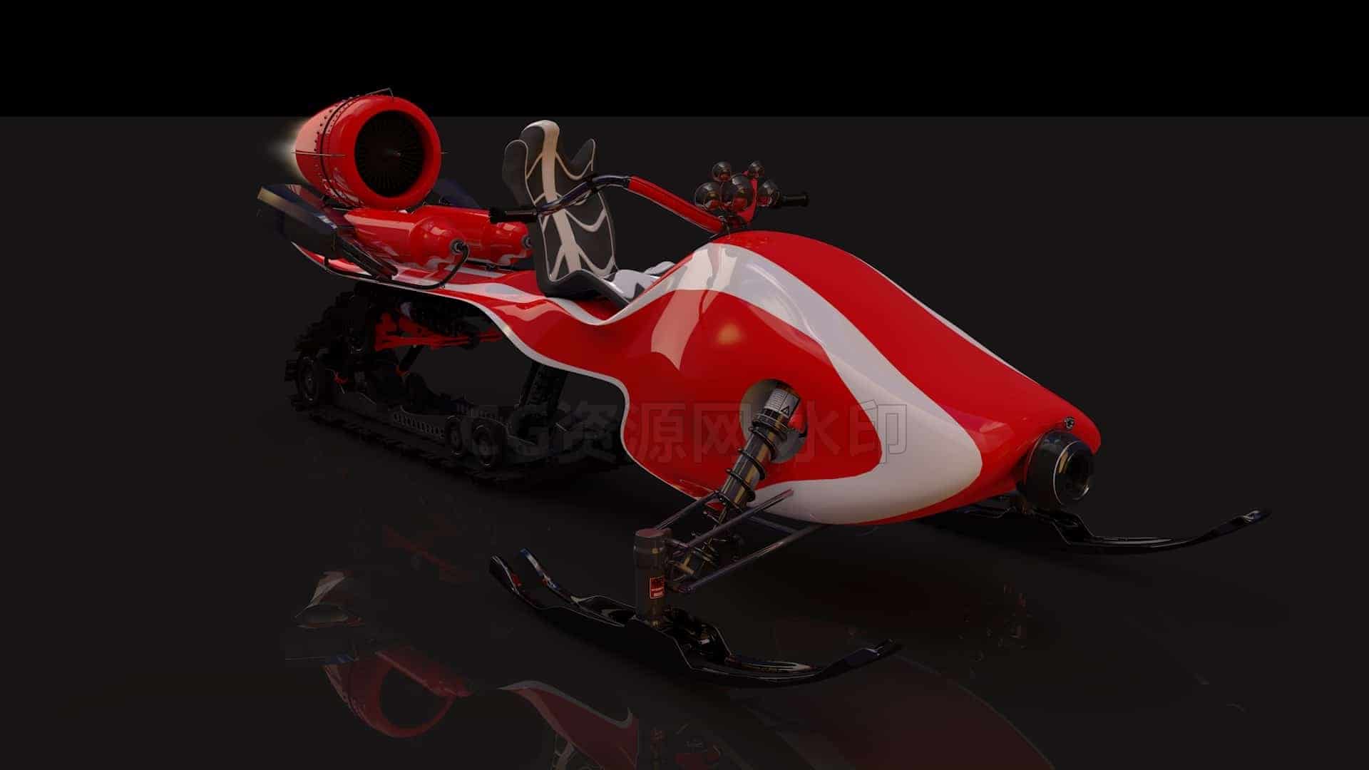 C4DH-037-摩托雪橇车-C4D模型A交通-车船-飞机-B站/公众号:特效向