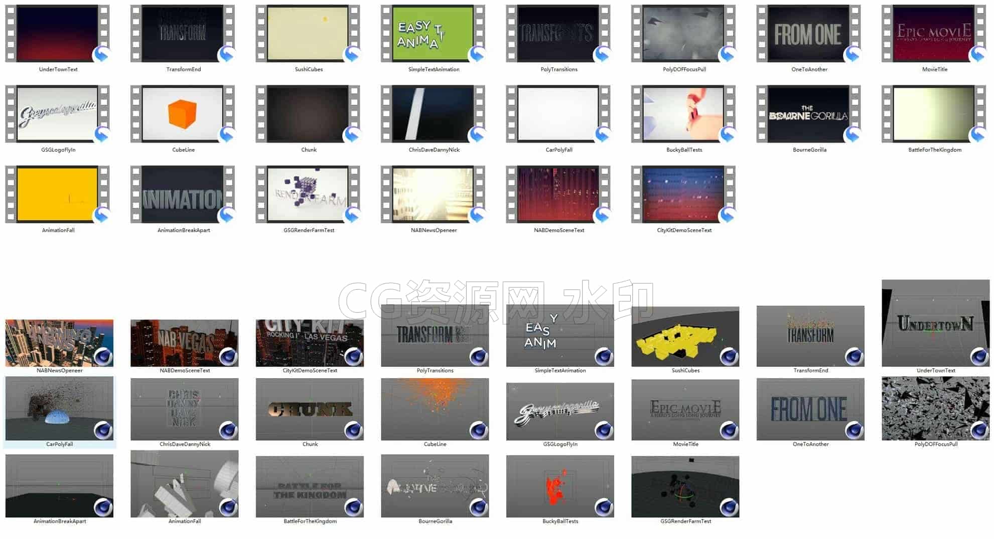 C4DI-031-字体动画工程-22个-C4D模型A节日-动画-图标-B站/公众号:特效向