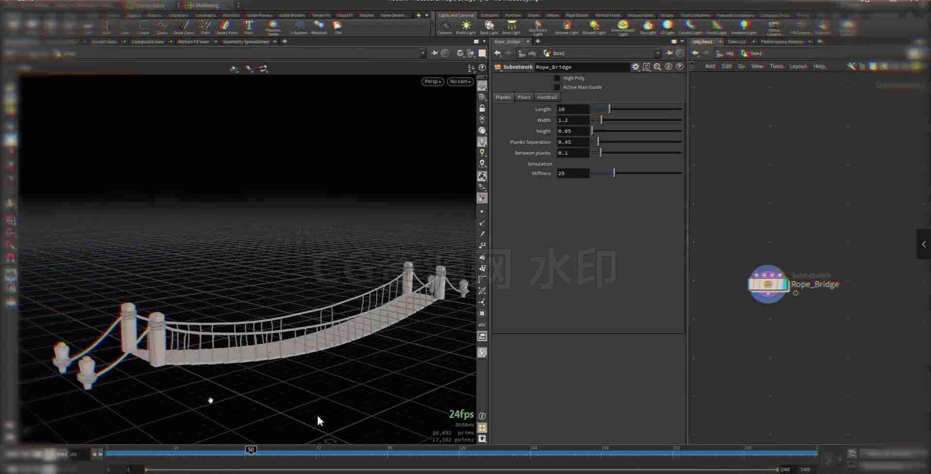 图片[2]-免费-Houdini程序化桥解算工程Houdini Procedural Rope Bridge (HIP file ...