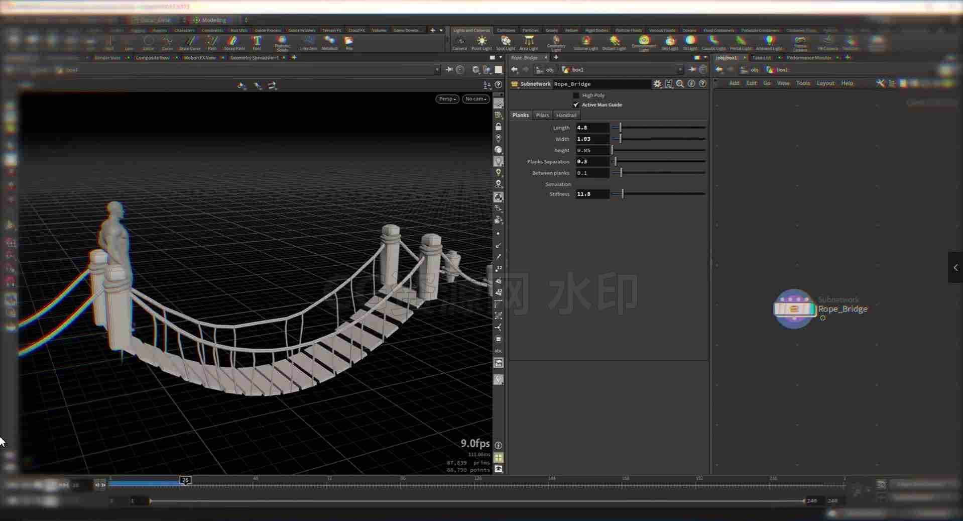 图片[4]-免费-Houdini程序化桥解算工程Houdini Procedural Rope Bridge (HIP file ...