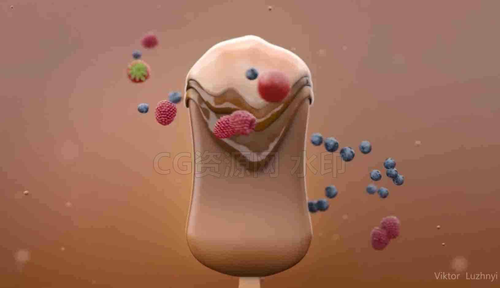 Houdini19广告级冰淇淋制作项目工程Houdini19 e-commerce product advertising ice cream production rendering保密-B站/公众号:特效向