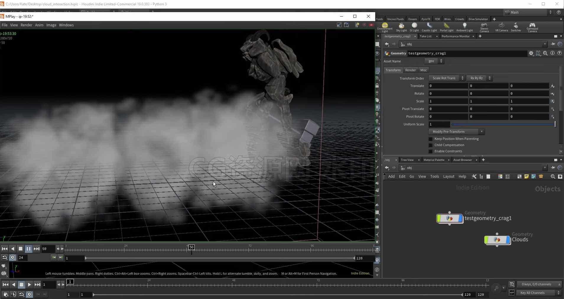 图片[3]-Houdini19物体与Pyro碰撞云交互hip工程-B站/公众号:特效向