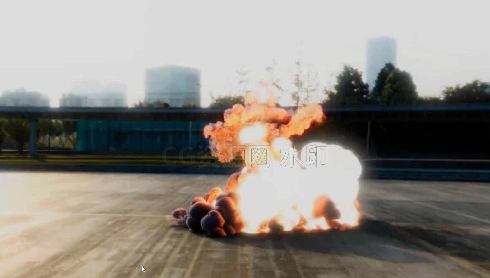 Houdini导弹击中战机爆炸坠毁hip工程带全部模型-B站/公众号:特效向
