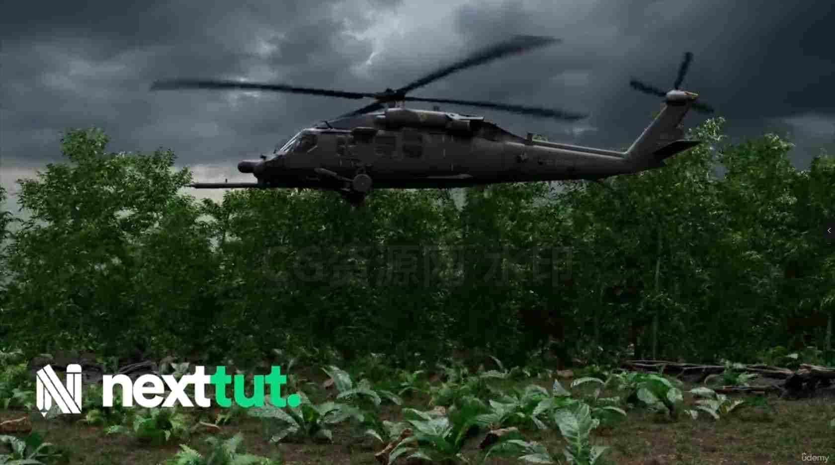 Houdini直升机着陆特效动画教程 Udemy – Houdini Helicopter Landing Simulation Course地气烟尘-B站/公众号:特效向