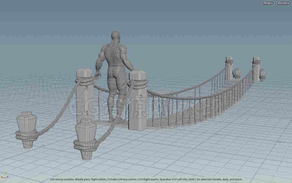 免费-Houdini程序化桥解算工程Houdini Procedural Rope Bridge (HIP file included)-B站/公众号:特效向