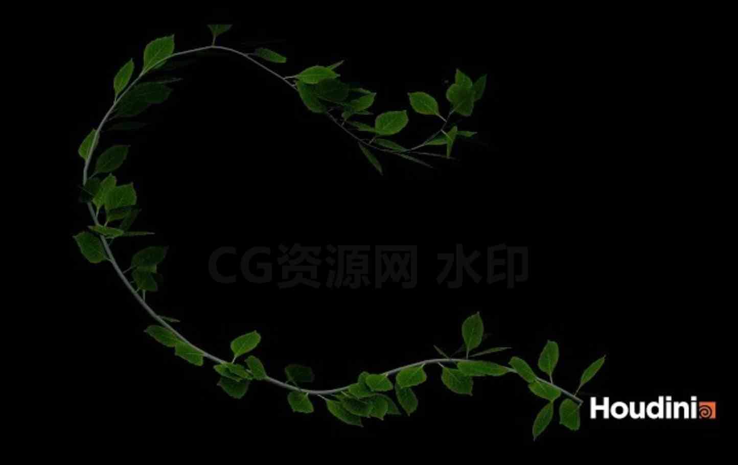 Houdini藤蔓枝条植物生长开花生叶(ivy growth with subtitle)[工程文件]-B站/公众号:特效向
