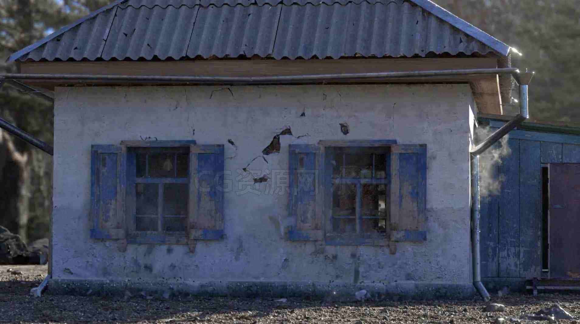 Houdini超写实地震房屋倒塌破碎hip工程文件-B站/公众号:特效向