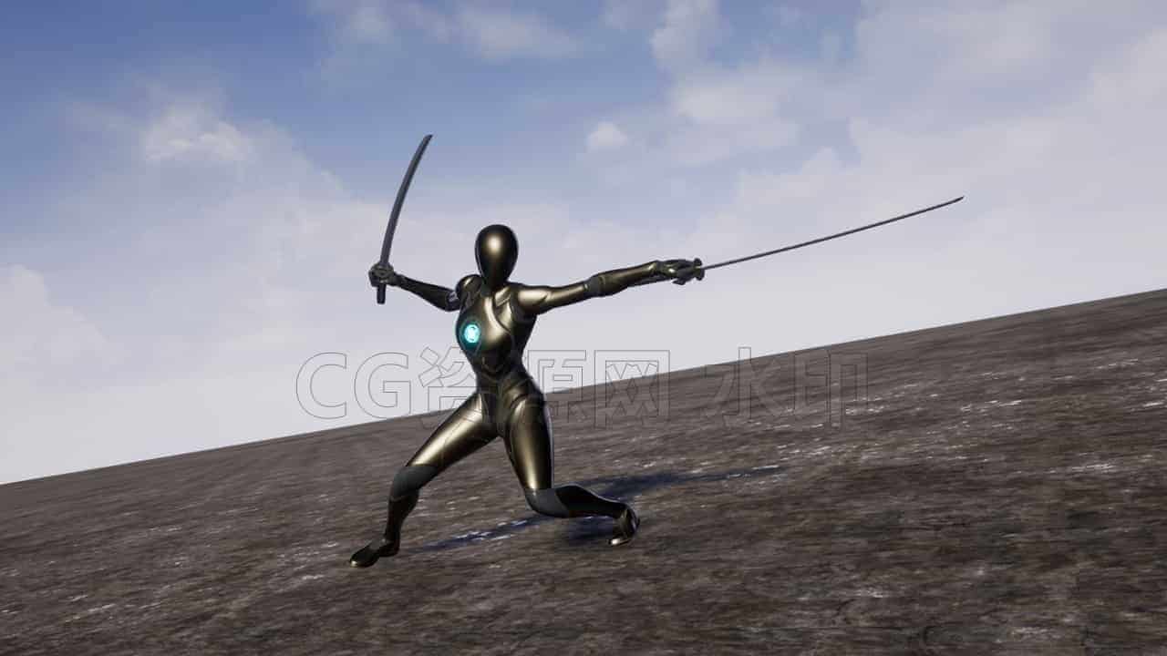 Female_TwinKatana女性-UE5动作库-B站/公众号:特效向