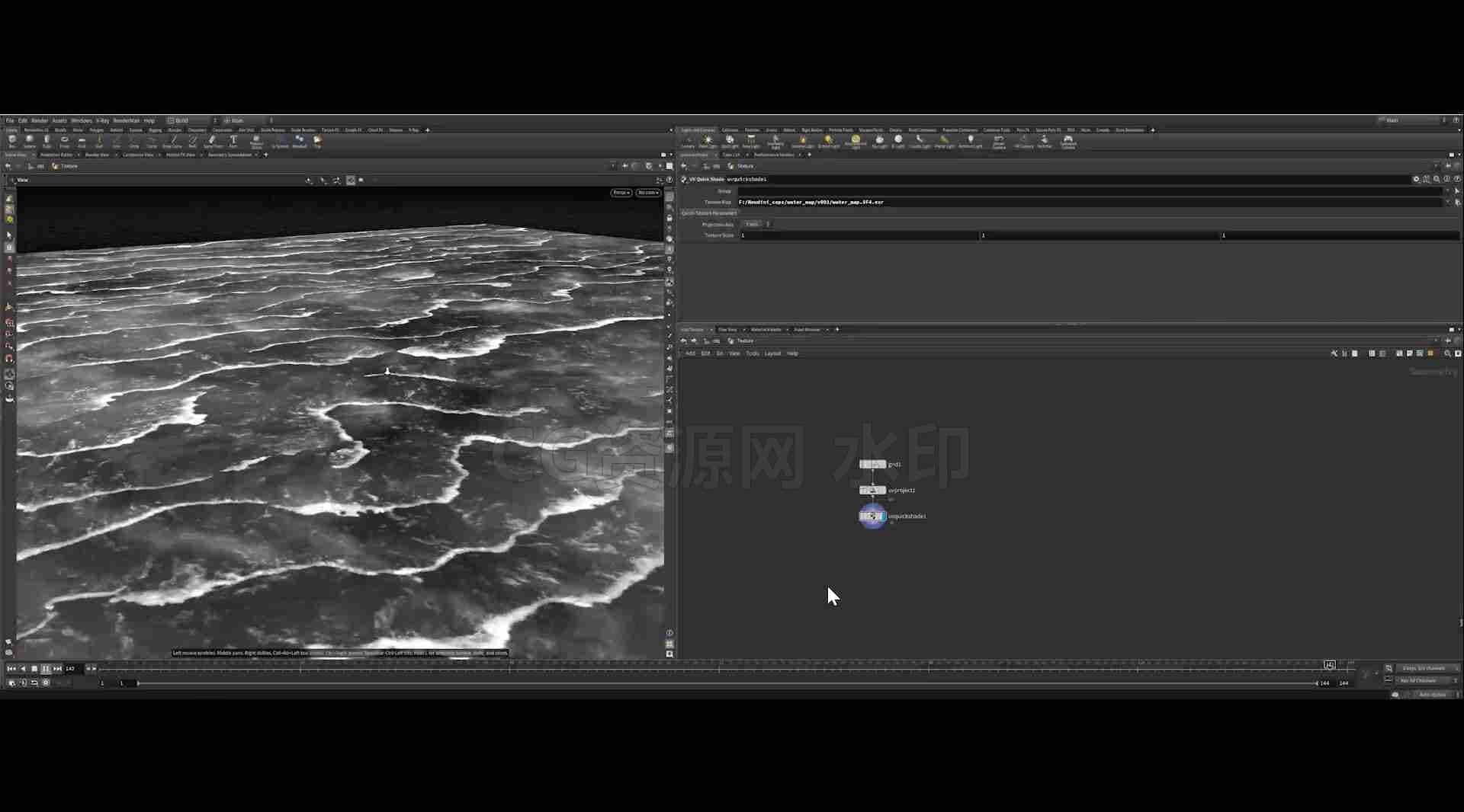 houdini中的程序化曲线路径水波浪波纹理hip工程procedure water texture in houdini-B站/公众号:特效向