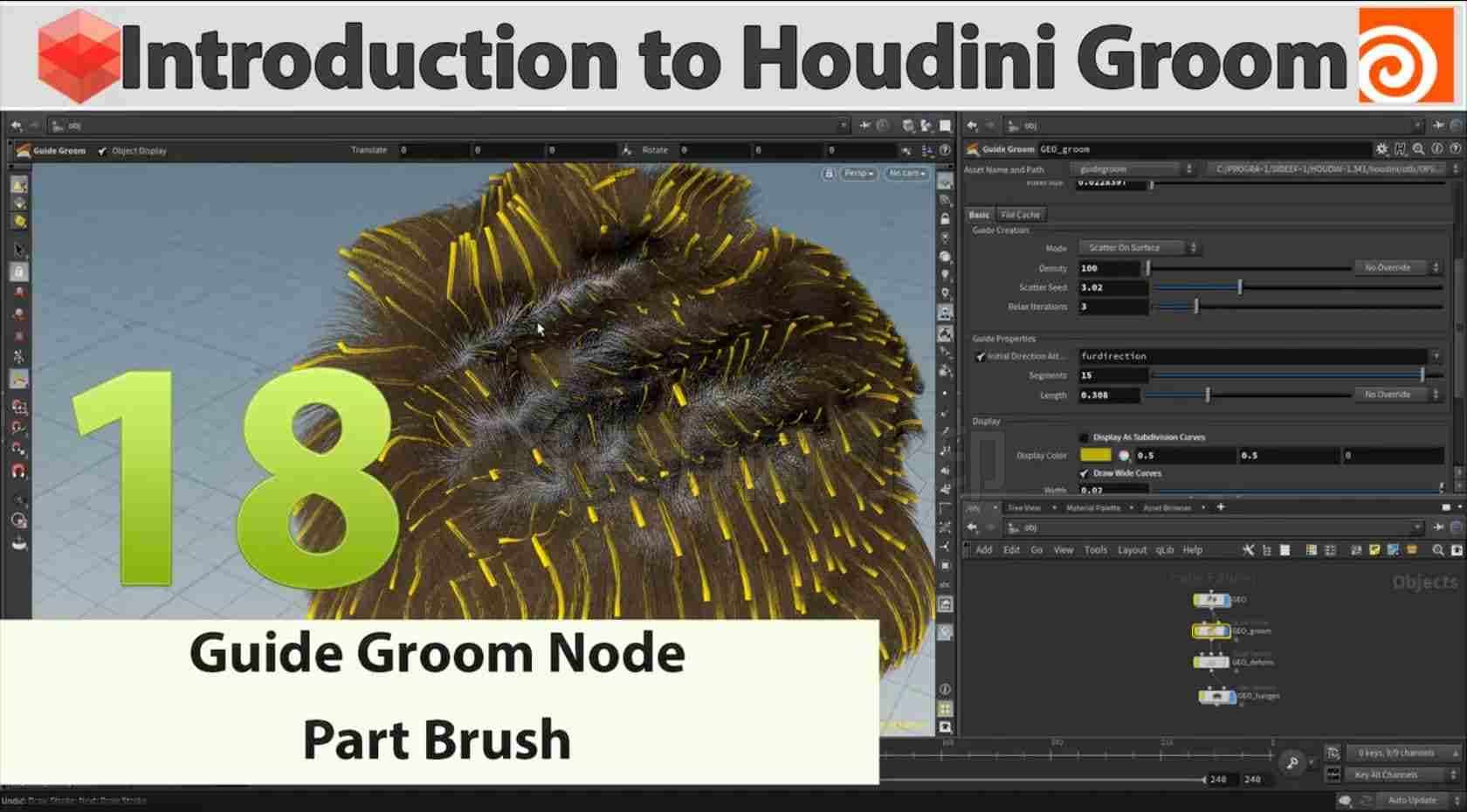 houdini毛发教程17.5版本CreatureGarage_Introduction_To_Houdini_Groom-B站/公众号:特效向