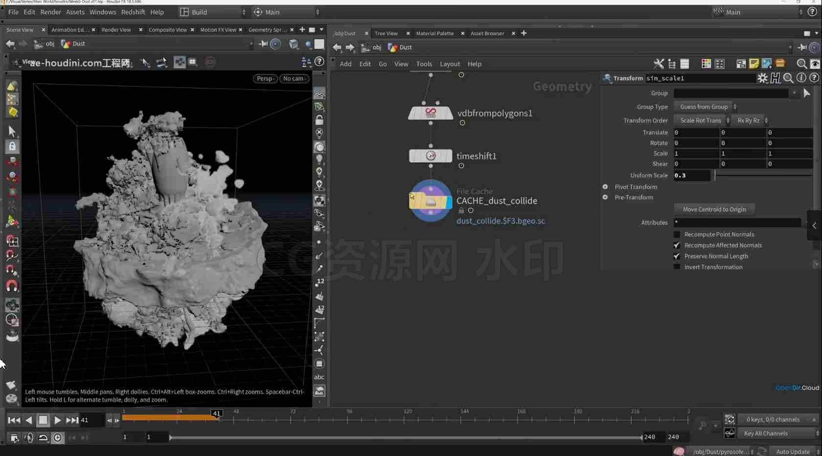 图片[7]-Houdini教程-火焰流体特效模拟Vertex School – Houdini FX & Redshift – On Demand-B站/公众号:特效向