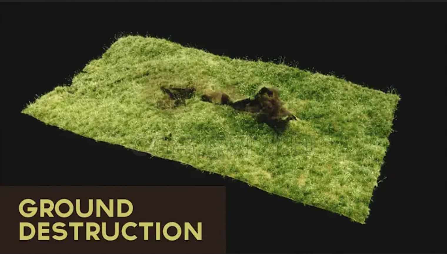 Houdini软体草地破坏hip臀部工程文件Soft Ground Destruction VFX using Houdini20-B站/公众号:特效向