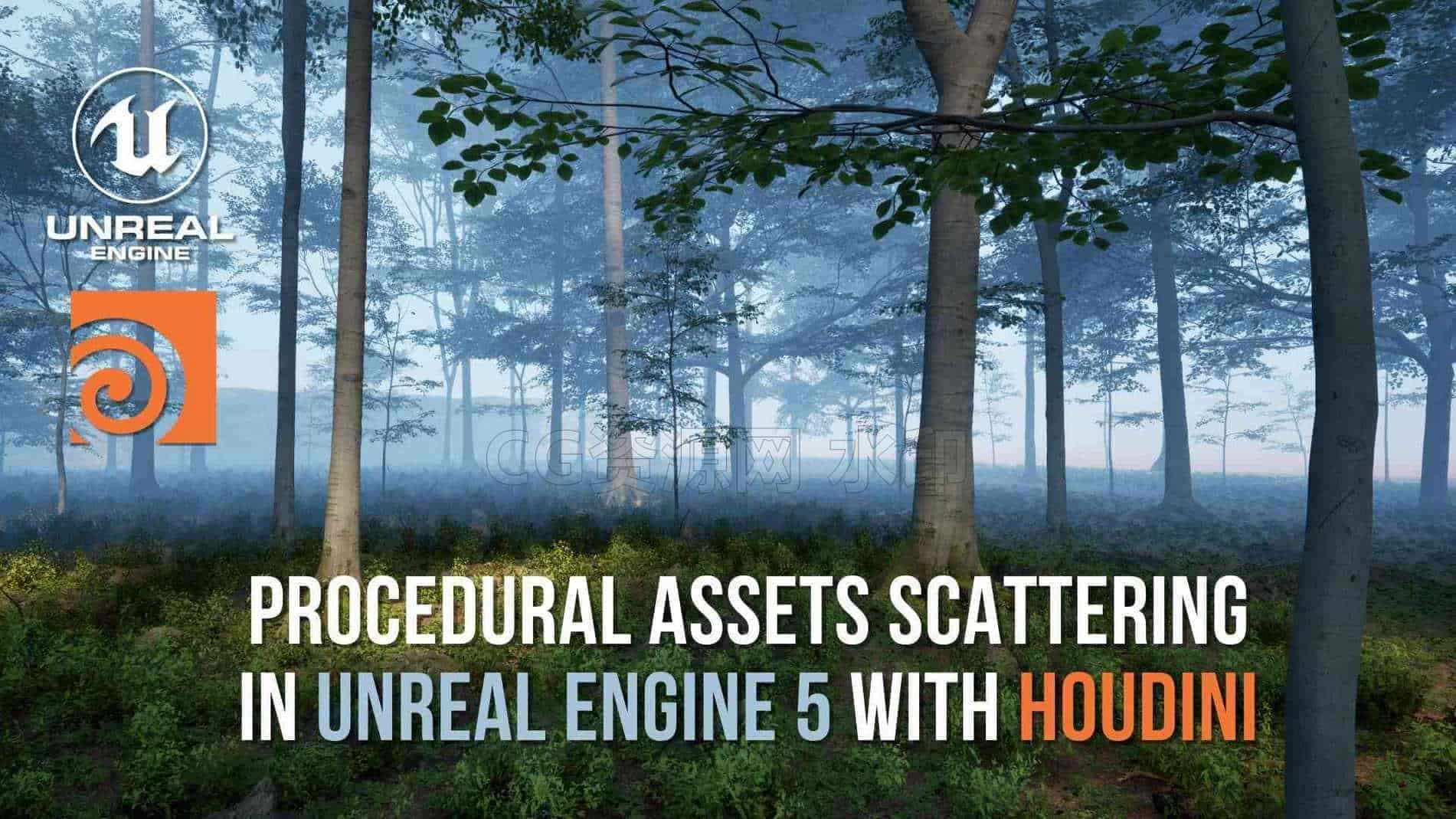 零基础学习Houdini20.5在UE5中进行程序化唯美环境资产地编 Procedural Assets Scattering in Unreal Engine 5 with Houdini-B站/公众号:特效向