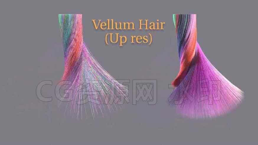 Houdini - vellum hair 低精度模拟制作高精度头发效果（附工程文件）-B站/公众号:特效向